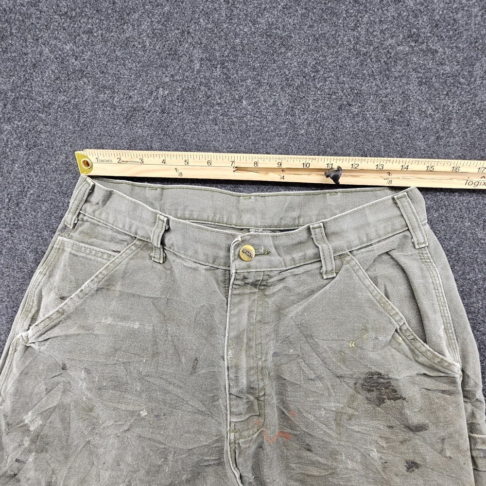Paint Splattered Faded Green Carhartt Carpenter work pants B11 MOS 32x30 Men's - Picture 4 of 14